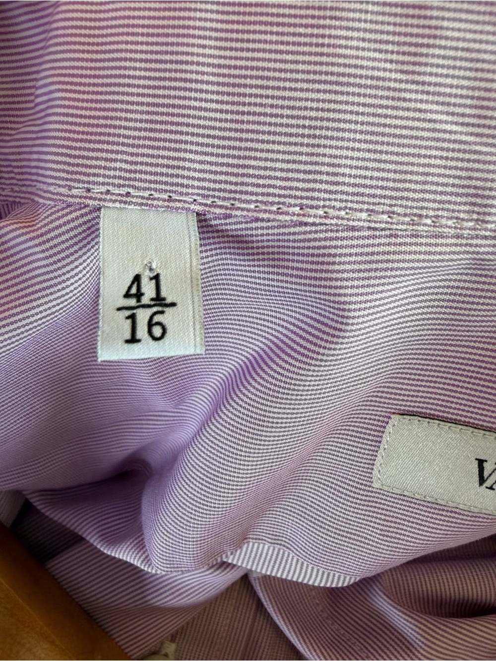 Valentino Light Lavender Stripe Men's Dress Shirt Cotton Italy / 41 / 16 - Picture 11 of 15